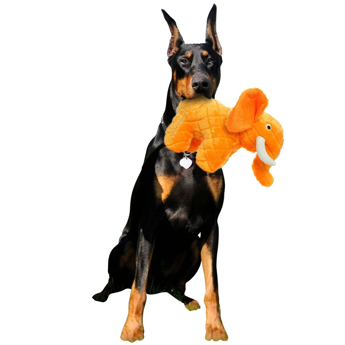 Mighty Safari Elephant - Orange, Plush, Squeaky Dog Toy