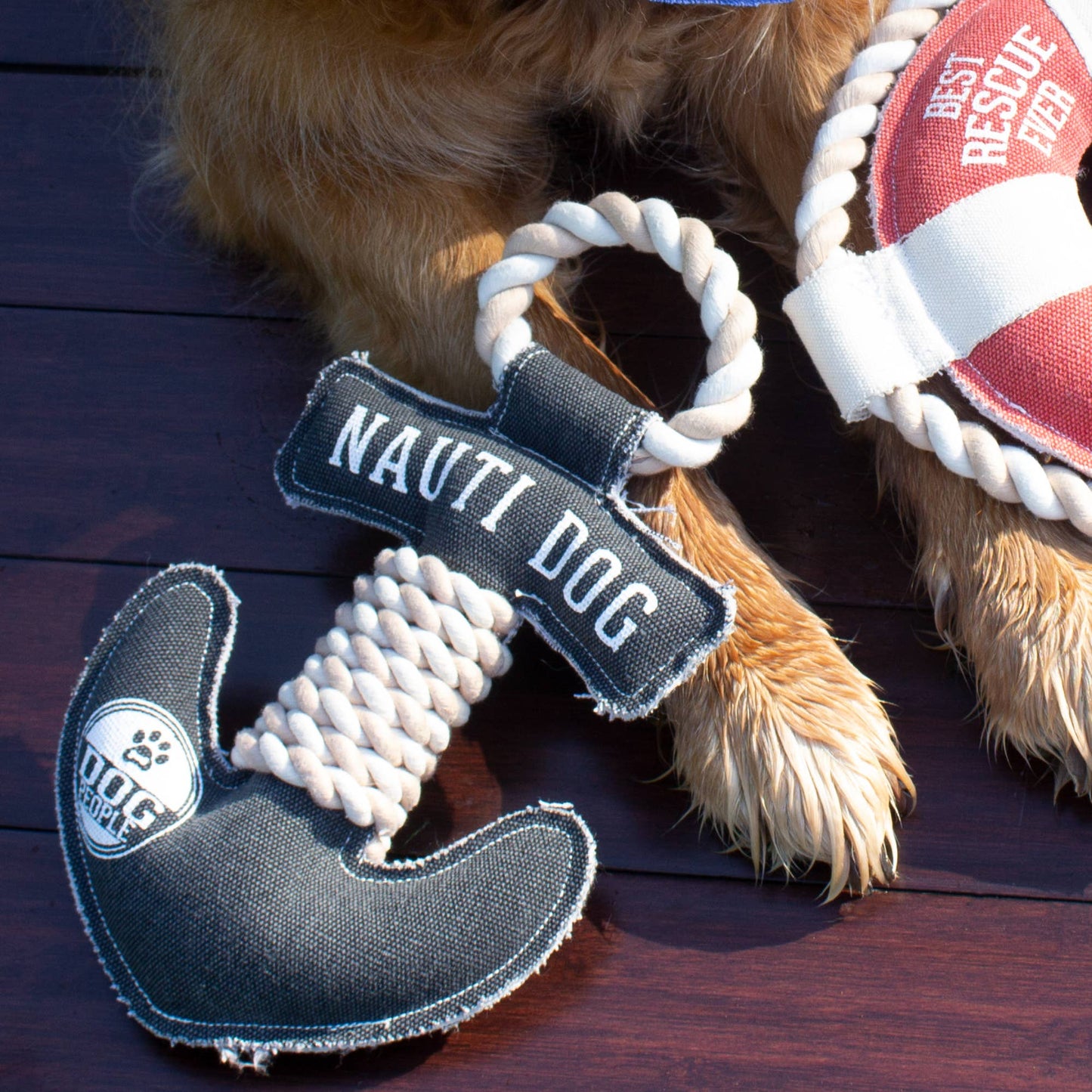 NEW!! Nauti Dog - 12" Canvas Dog Toy on Rope