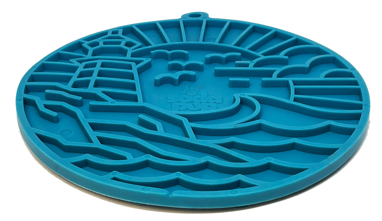 Lighthouse eMat Enrichment Lick Mat With Suction Cups: Sea foam blue