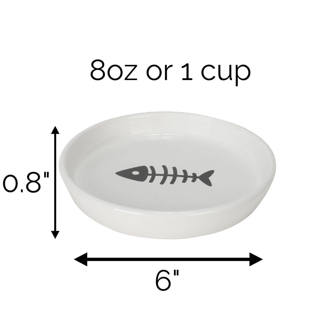 Oscar Classic Round Cat Dish: White
