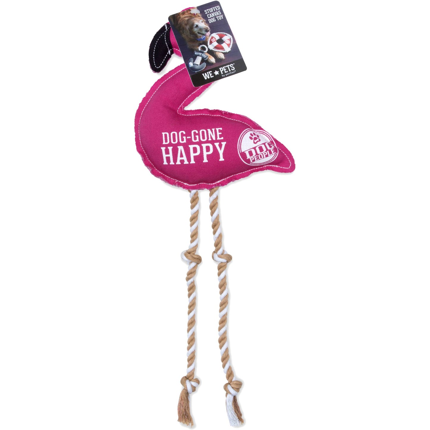 NEW!! Happy - 14.75" Canvas Dog Toy on Rope