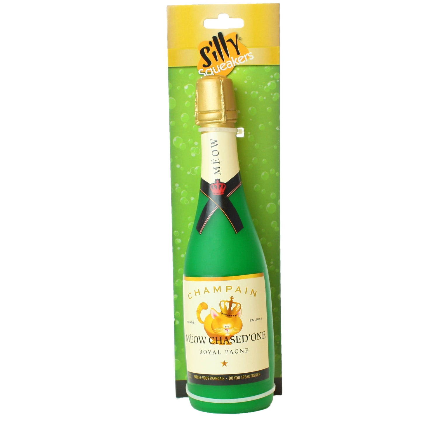 Silly Squeaker Wine Bottle Meow Chased One, Squeaky Dog Toy