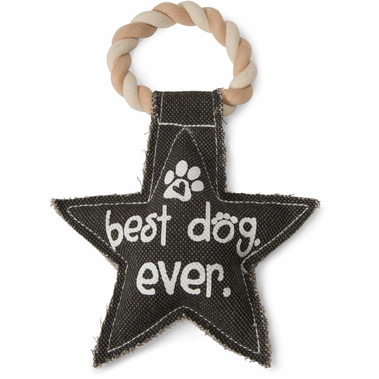 NEW! Best Dog Ever - 9.5" Canvas Dog Toy on Rope