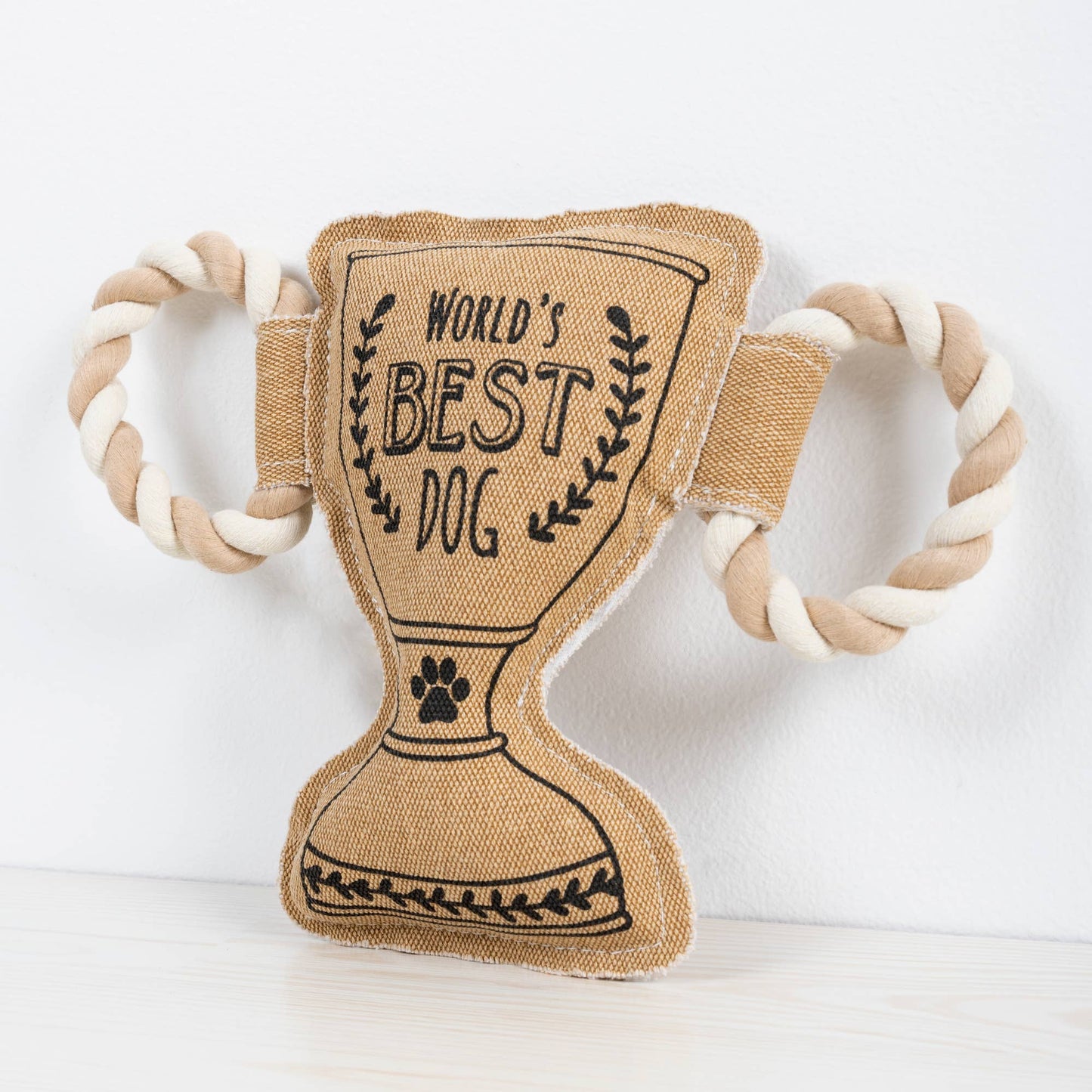 World's Best Dog - 11.25" Canvas Dog Toy on Rope