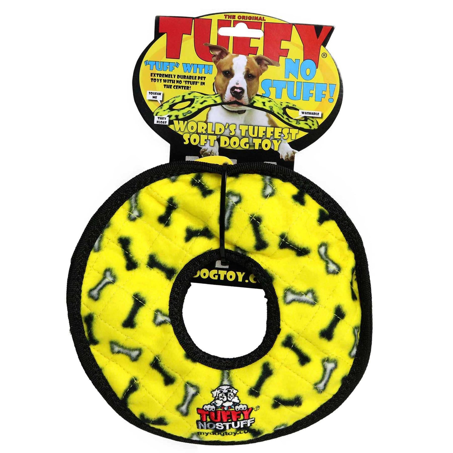 Tuffy No Stuff Ultimate Ring - Yellow, Squeaky Dog Toy