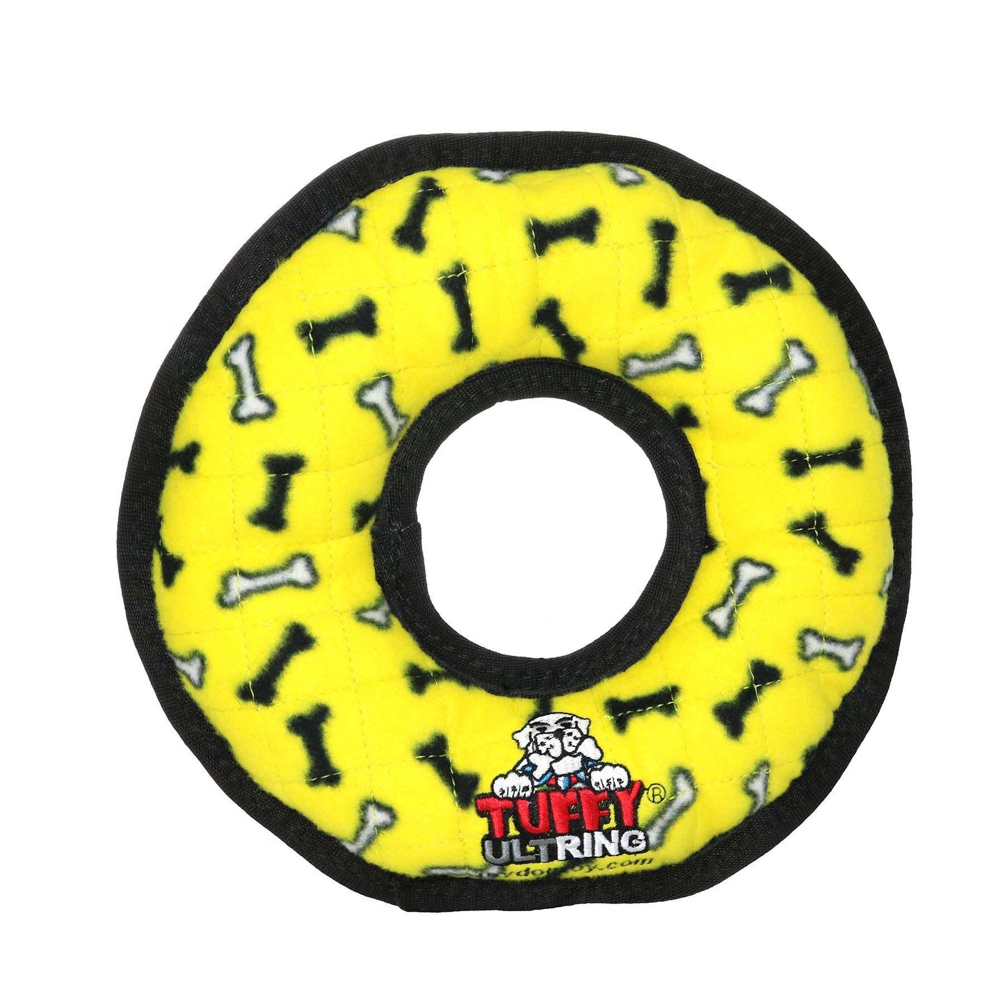 Tuffy Ultimate Ring - Yellow Bone, Durable, Squeaky Dog Toy