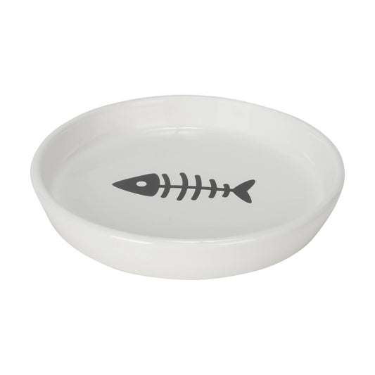Oscar Classic Round Cat Dish: White