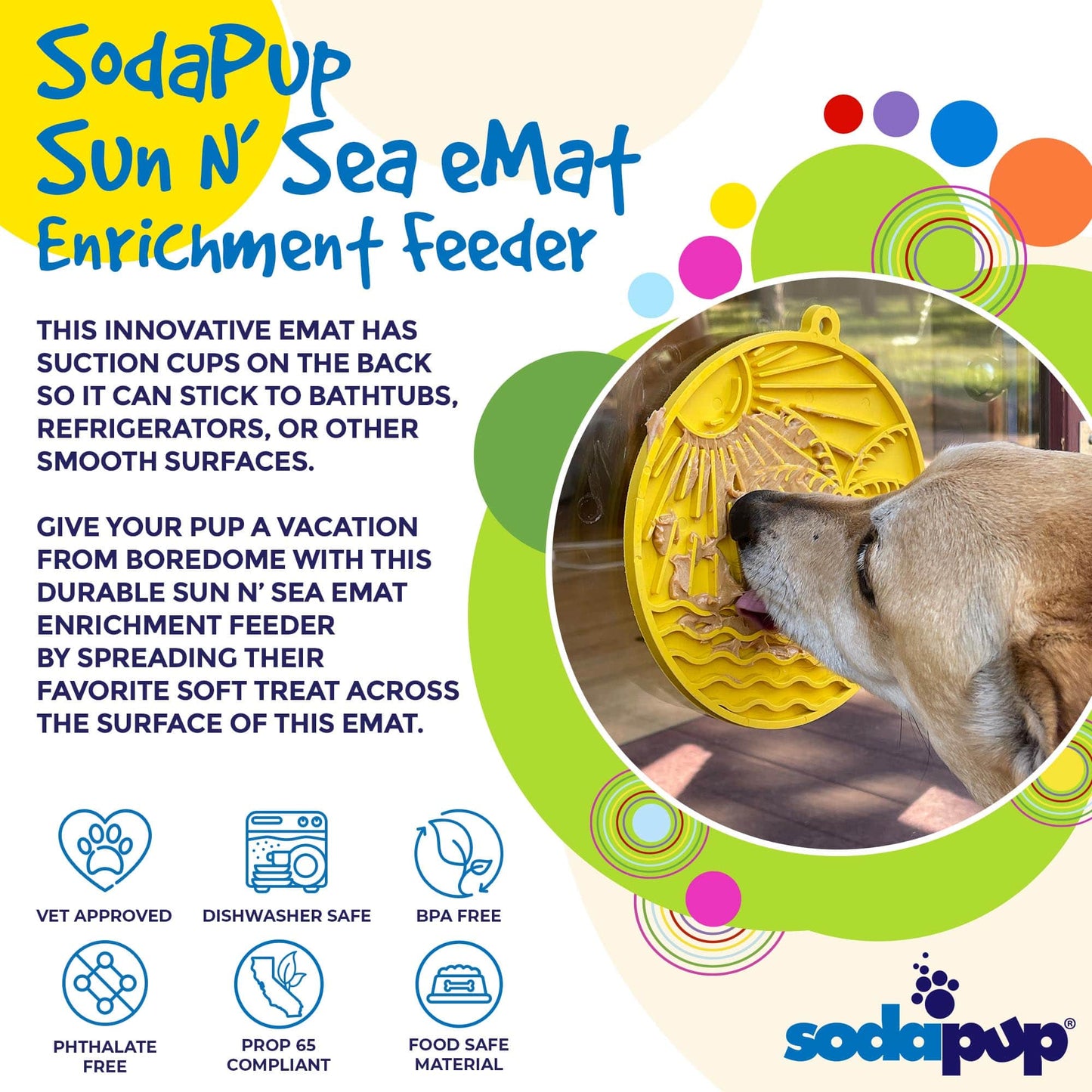 Sun n' Sea eMat Enrichment Lick Mat With Suction Cups: Yellow