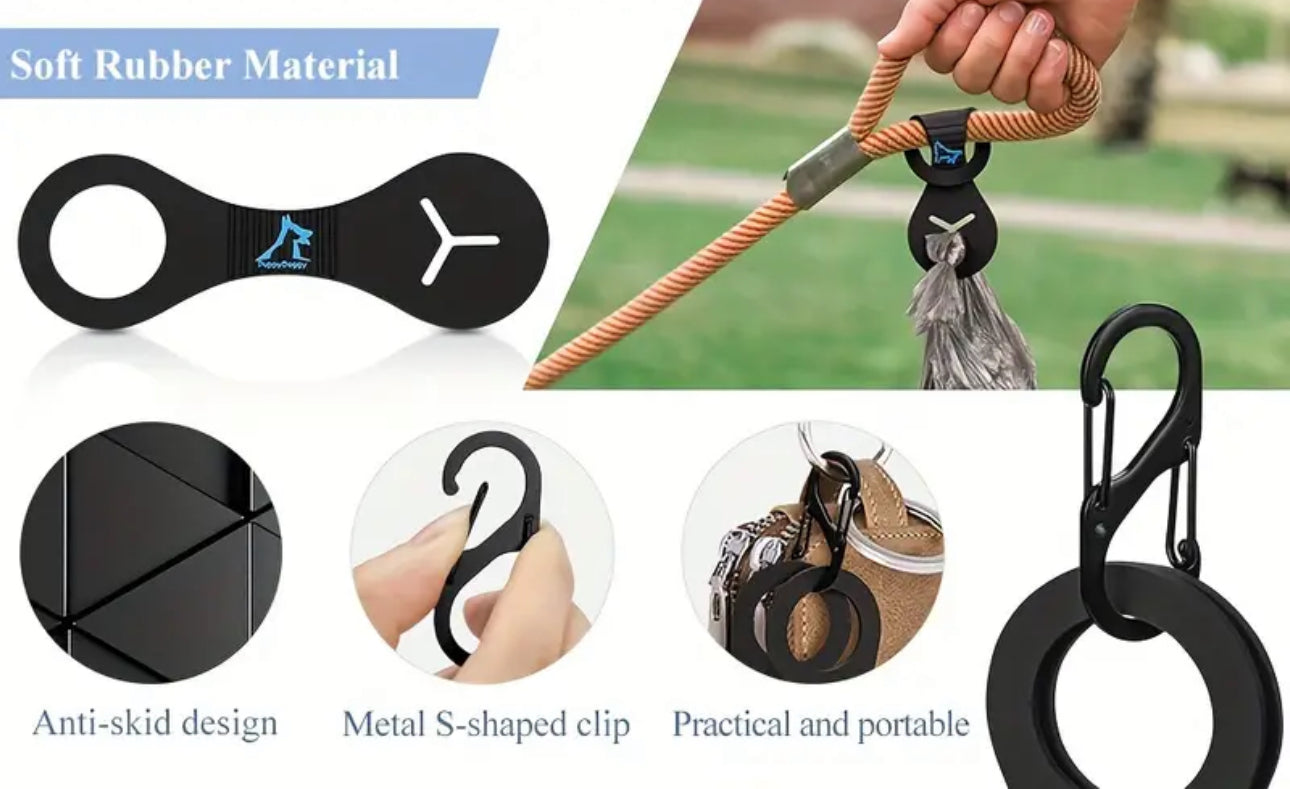 Hands free, Silicone Dog Poop Bag Holder with Leash Clip
