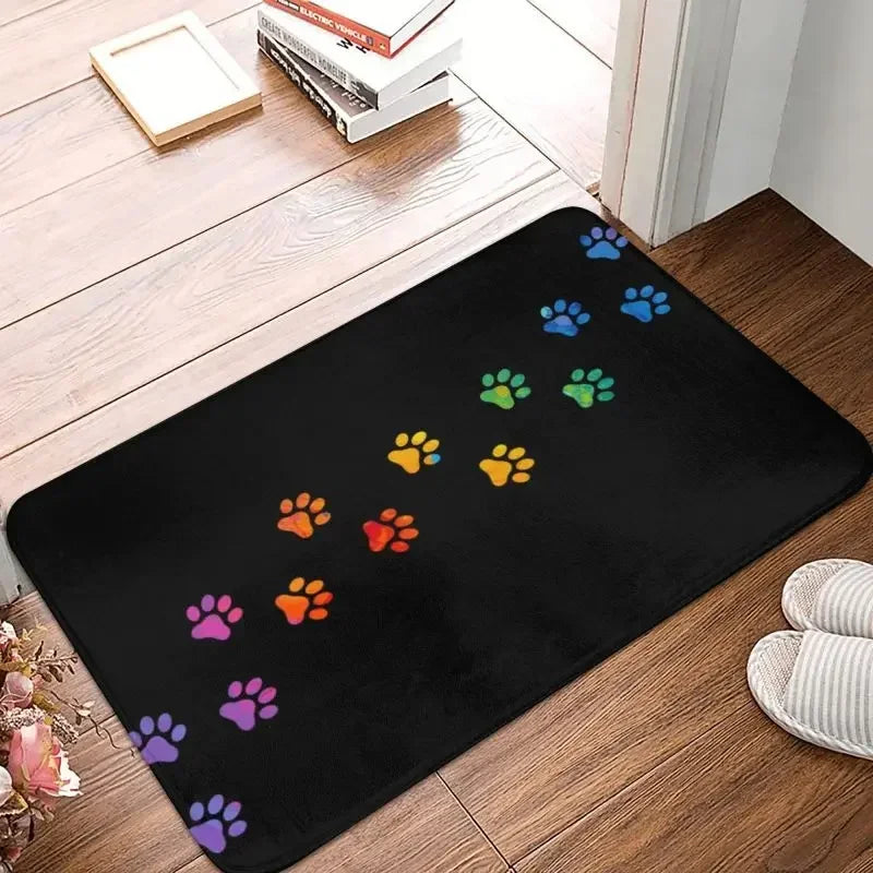 Rainbow Dog Paw Front Door Mats