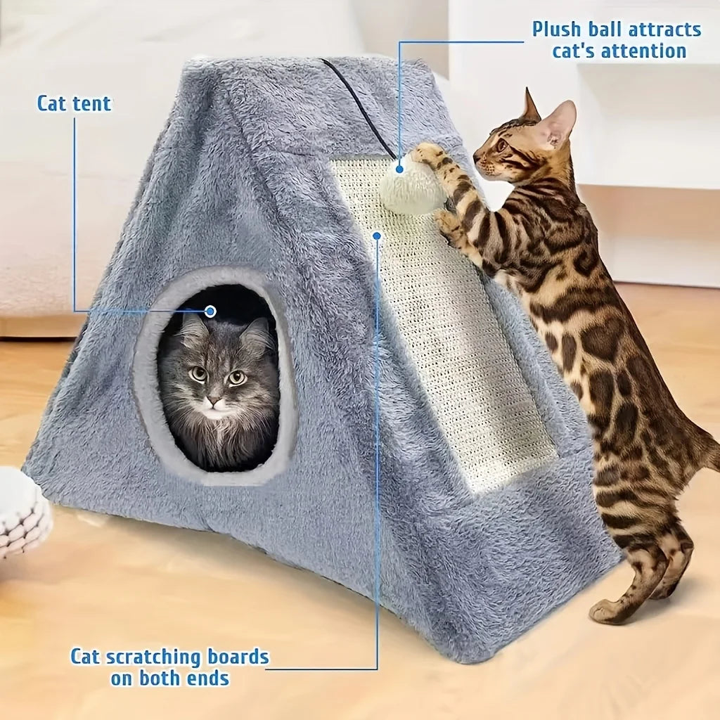 Cat hut and scratcher, suitable for cats under 15 pounds