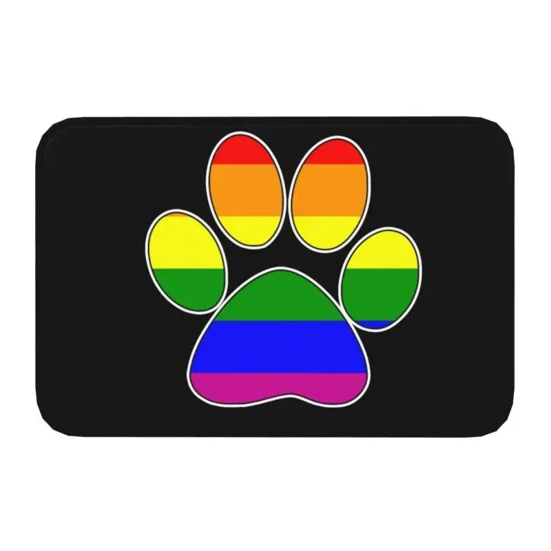 Rainbow Dog Paw Front Door Mats