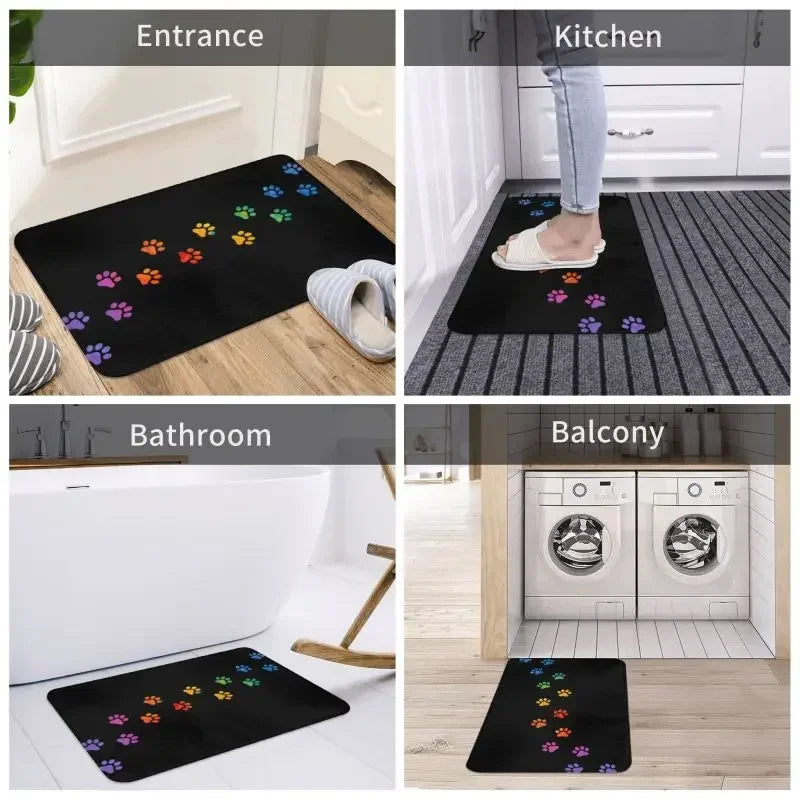 Rainbow Dog Paw Front Door Mats