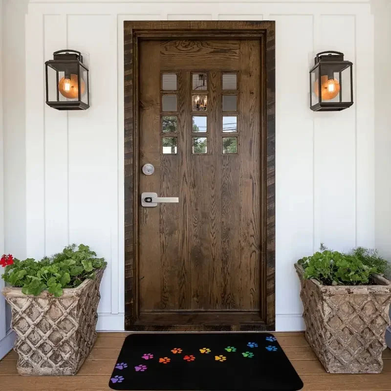 Rainbow Dog Paw Front Door Mats