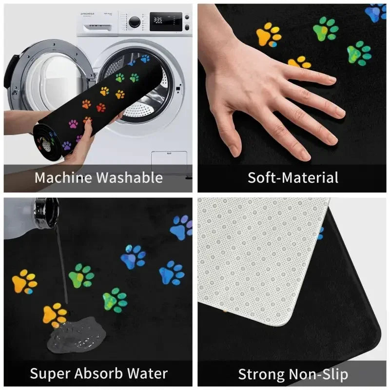 Rainbow Dog Paw Front Door Mats