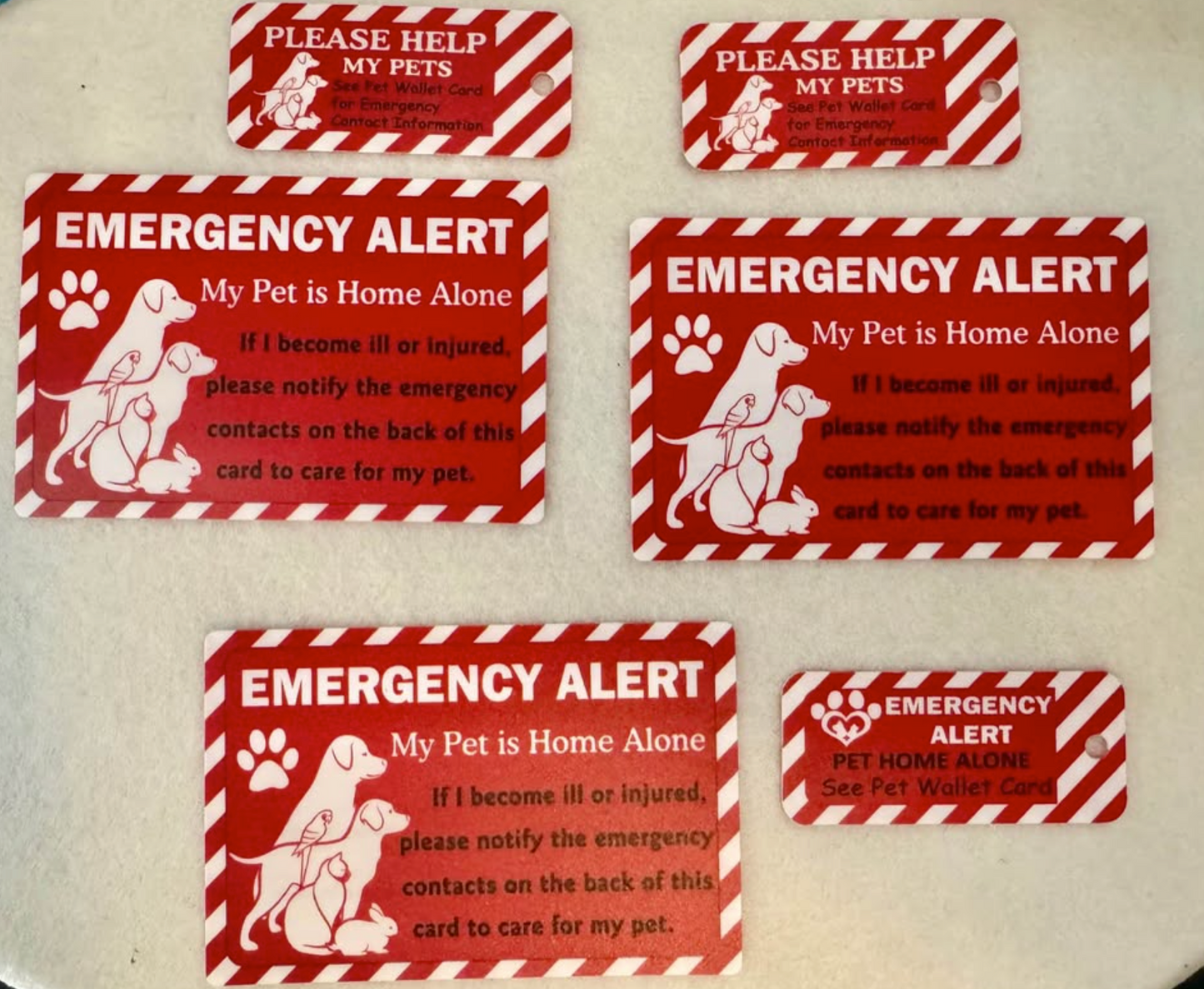 Pet emergency wallet and key tab crds