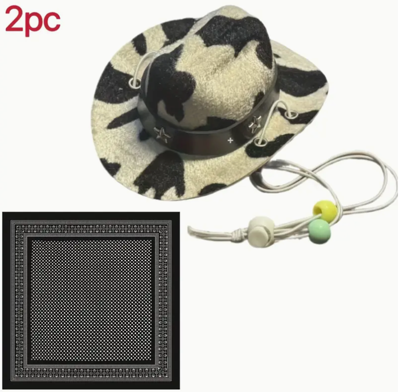 Cowboy/girl hat with bandana Milk pattern- LARGE