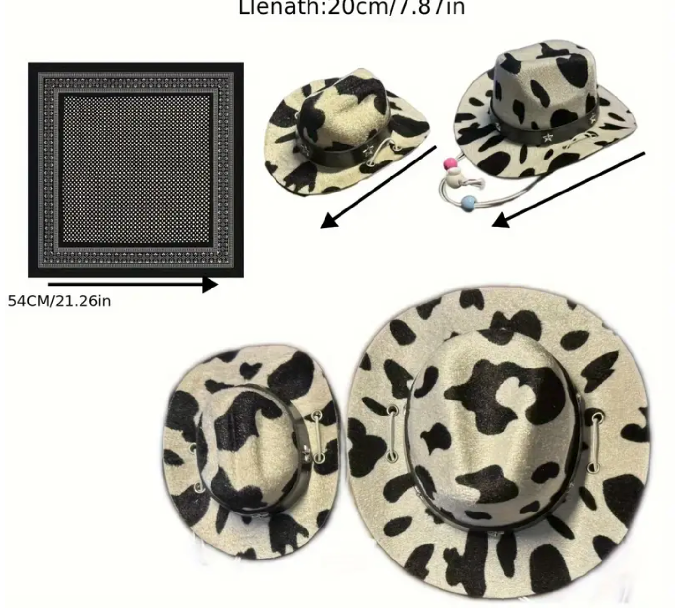 Cowboy/girl hat with bandana Milk pattern- LARGE