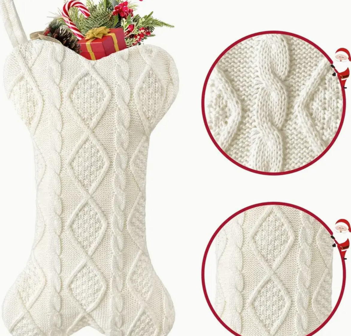 Knit bone shape stocking-White