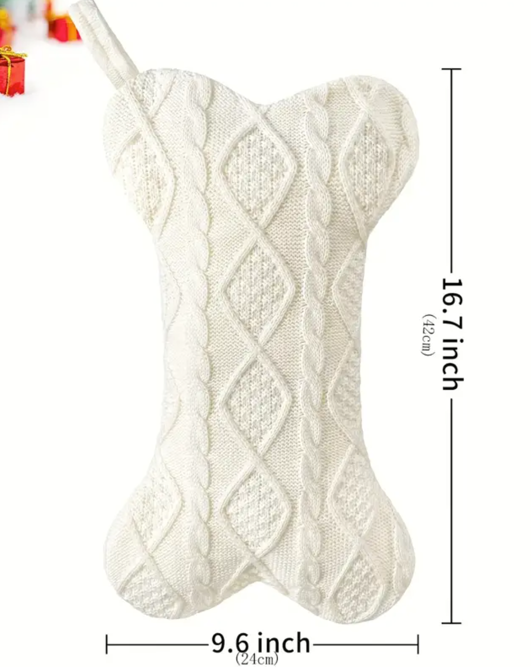 Knit bone shape stocking-White