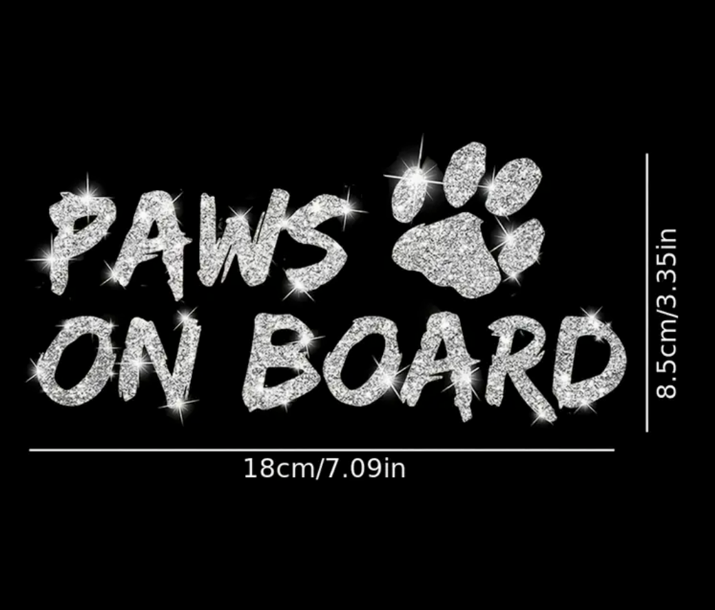 Window Sticker-Paws on Board-Silver
