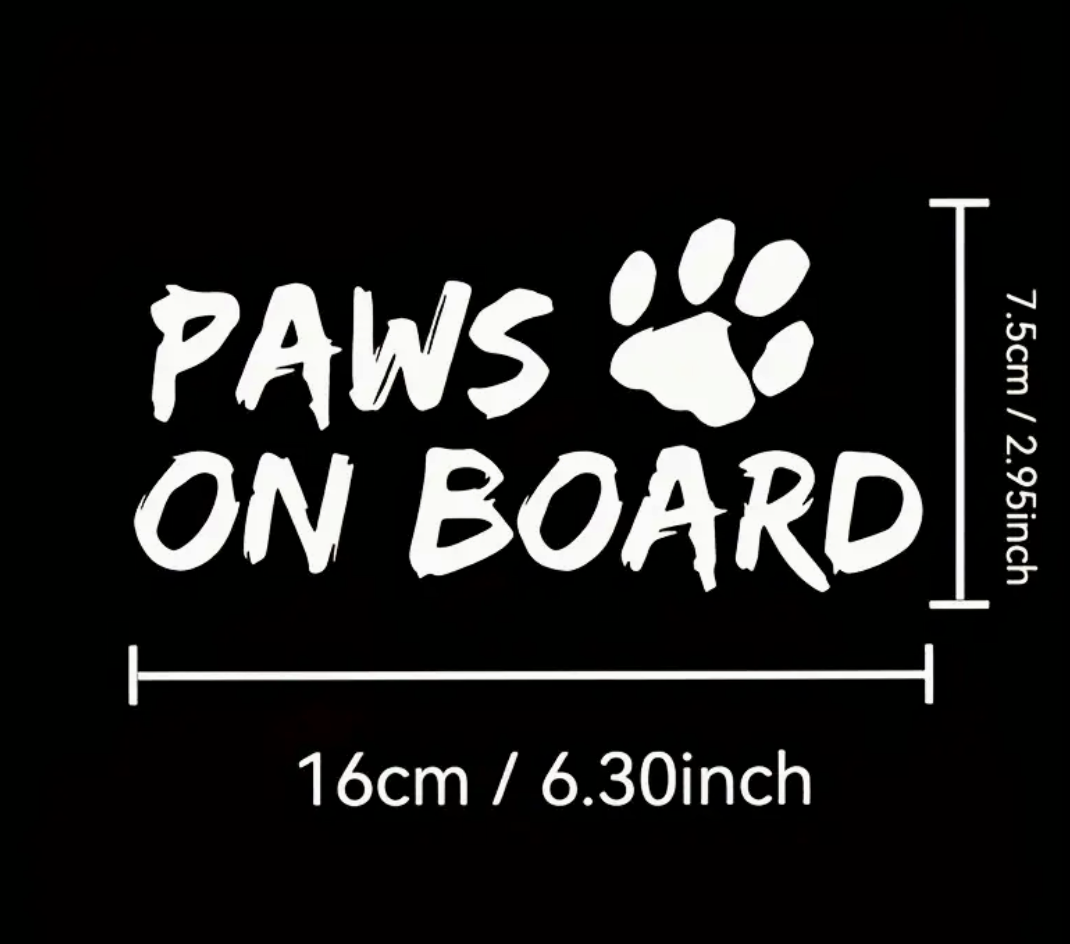 Paws On Board Car Decal- Shiny