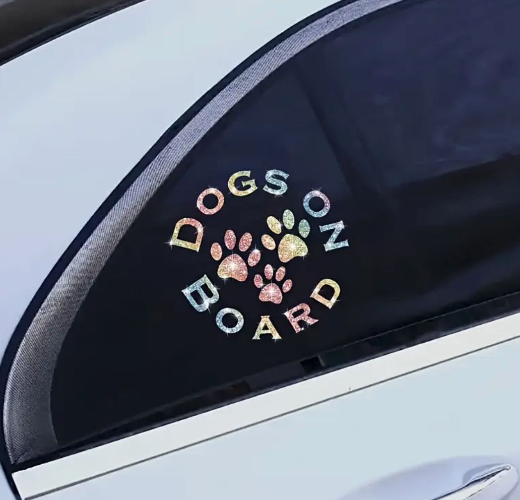 Dogs on board Decal- glitter pastel