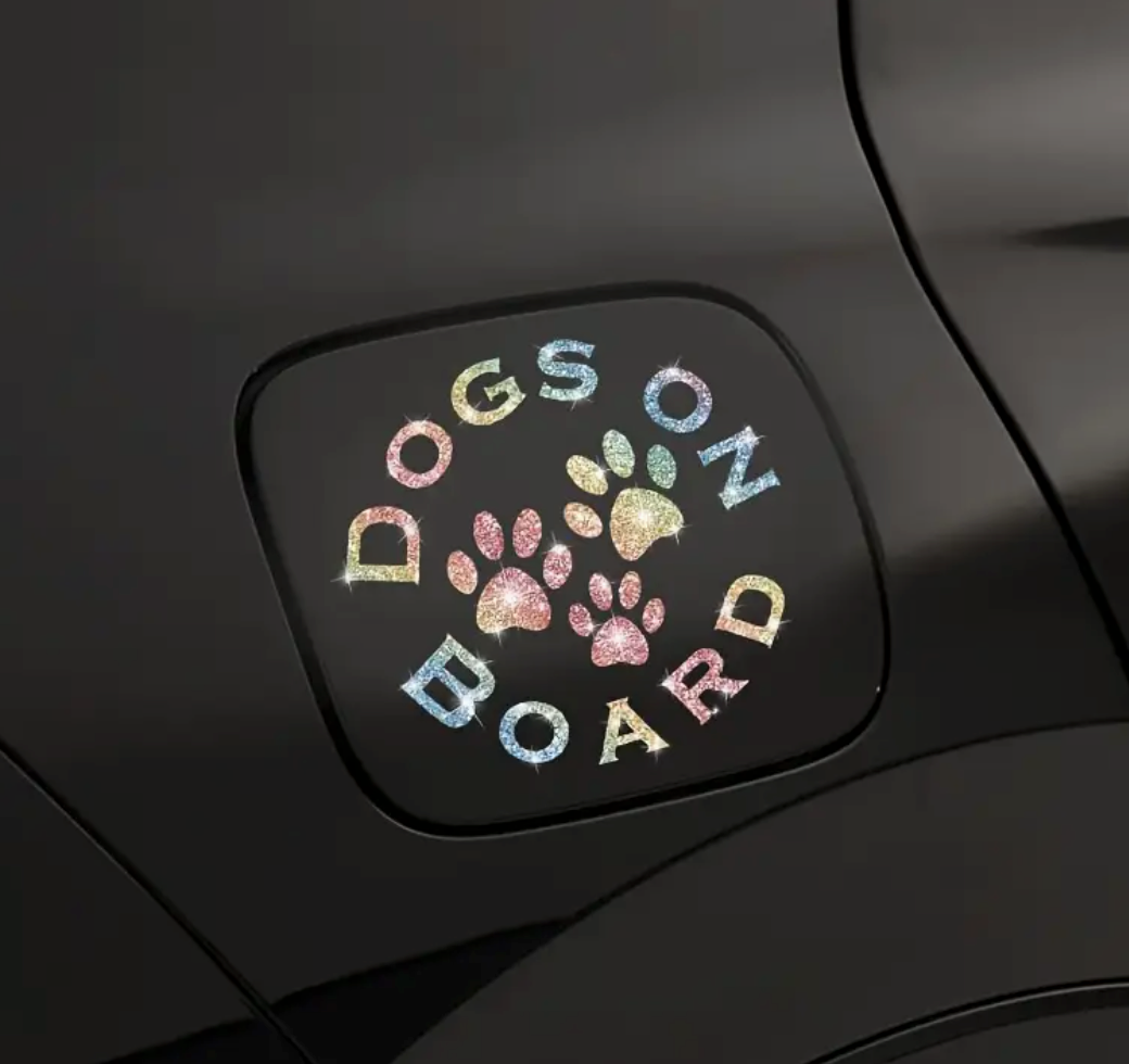 Dogs on board Decal- glitter pastel