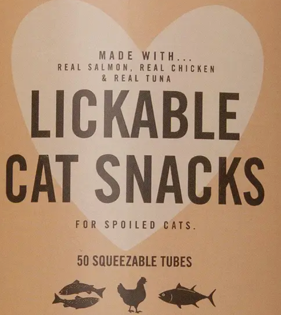 Lickable cat snacks. Lick sticks