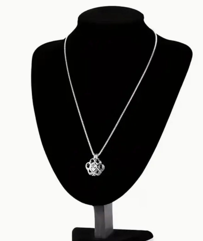 Paw print cremation locket necklace