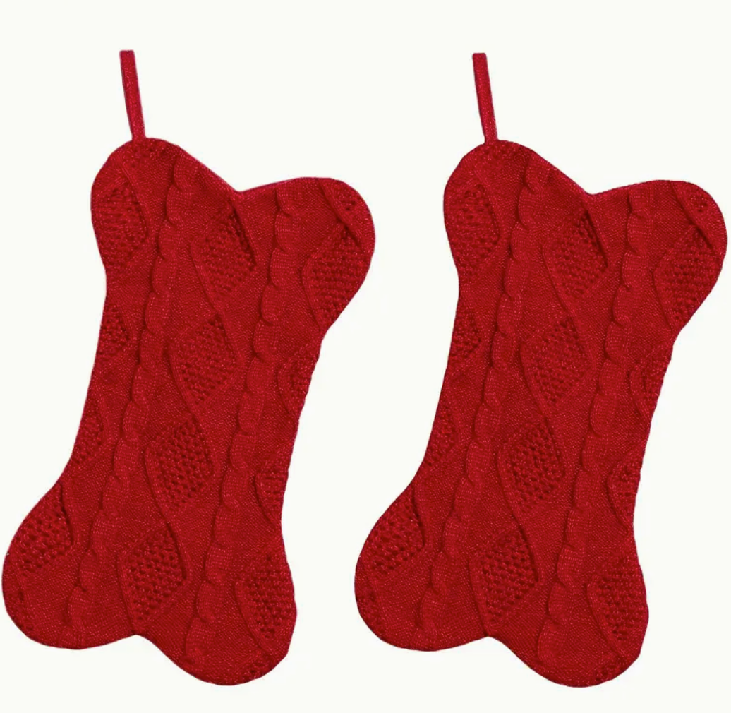 Knit bone shape stocking-White