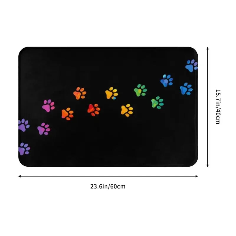 Rainbow Dog Paw Front Door Mats