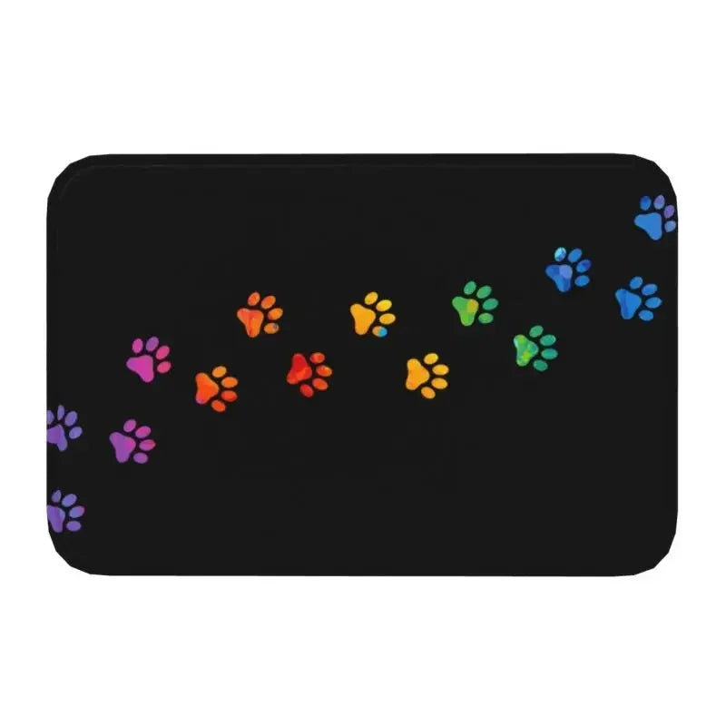 Rainbow Dog Paw Front Door Mats