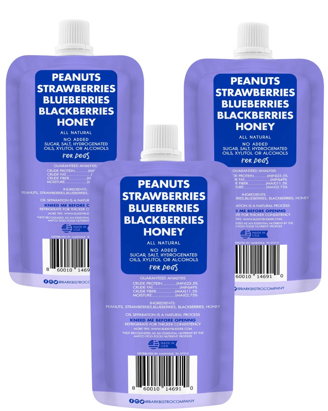 Healthy Dog Peanut Butter -4oz Squeeze Packs SUPERBERRY Budder- One Pack