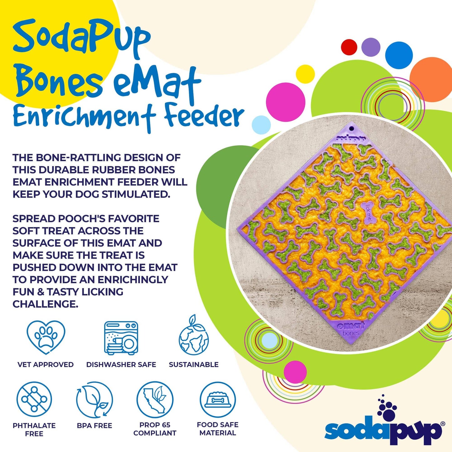 Bones Design Emat Enrichment Licking Mat: Purple Bones E-Mat