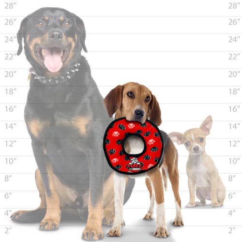 Tuffy Jr Ring - Red Paw, Durable, Squeaky- MEDIUM
