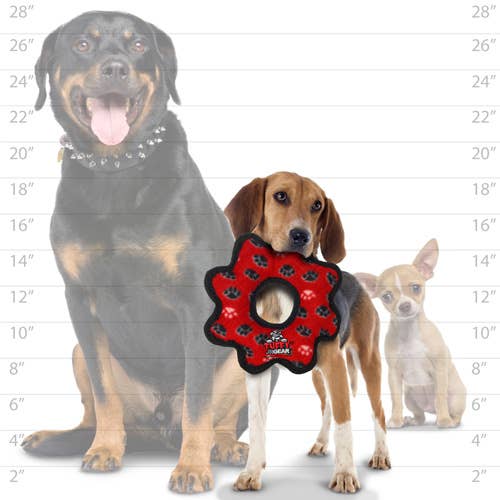 Tuffy Jr Gear Ring - Red Paw, Durable, Squeaky Dog Toy