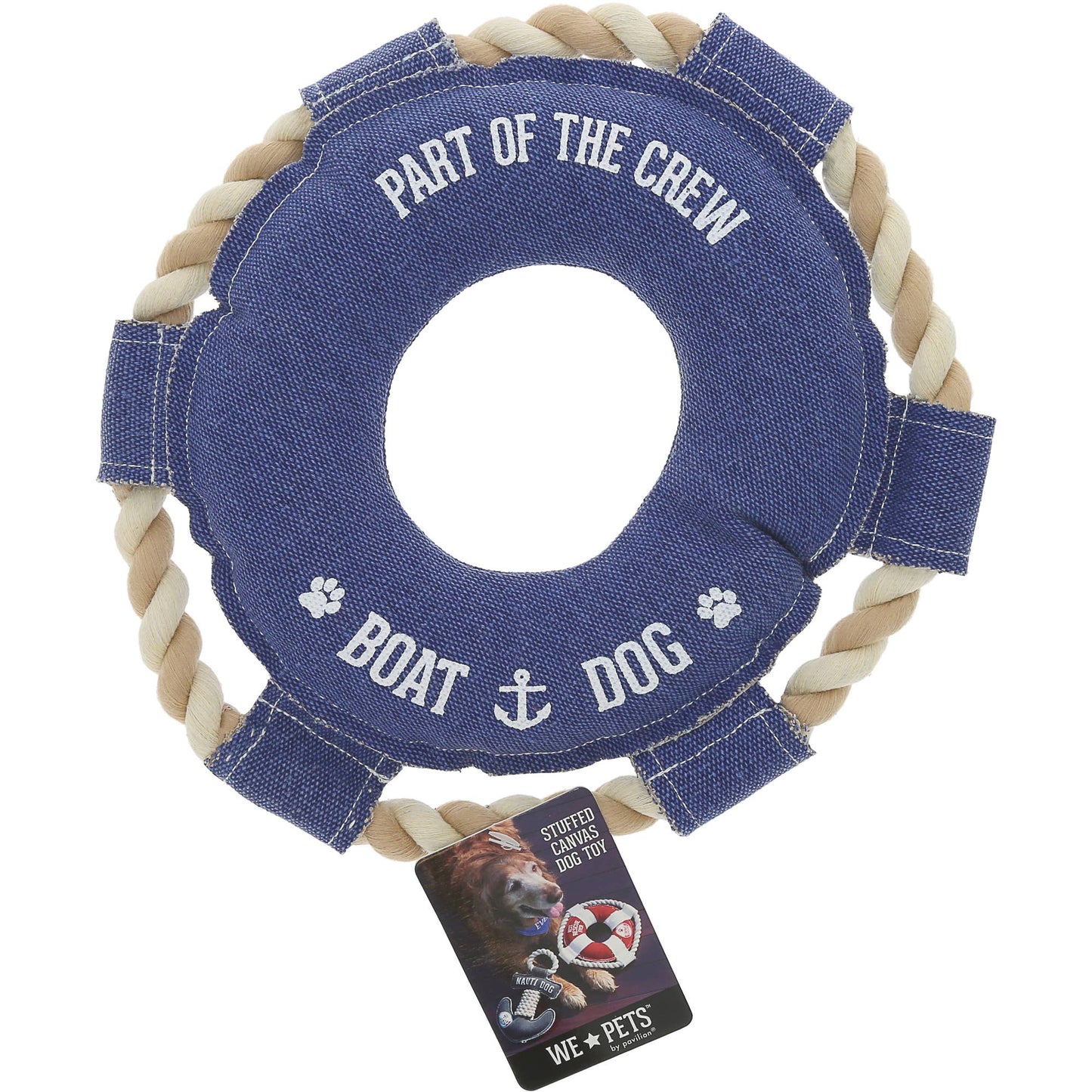 NEW!!! Boat Dog - 10.75" x 10.75" Canvas Dog Toy on Rope