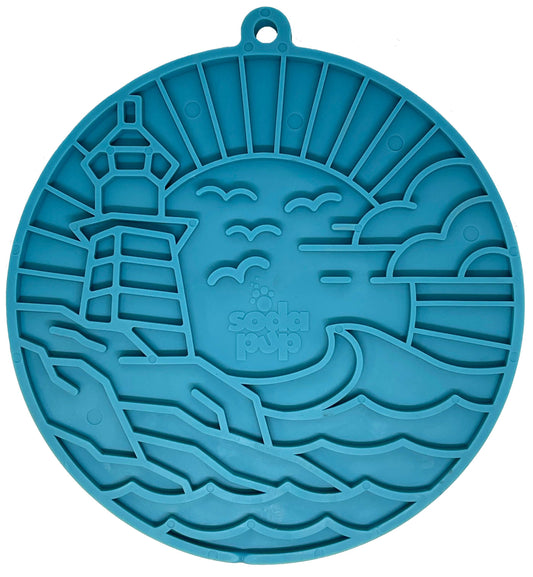 Lighthouse eMat Enrichment Lick Mat With Suction Cups: Sea foam blue