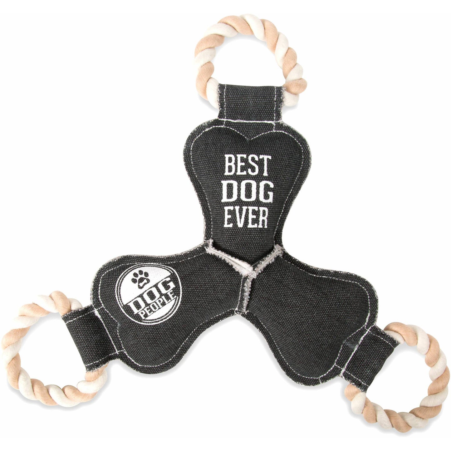NEW!! Best Dog Ever - 12" Canvas Dog Toy on Rope