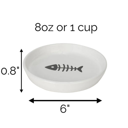 Oscar Classic Round Cat Dish: White