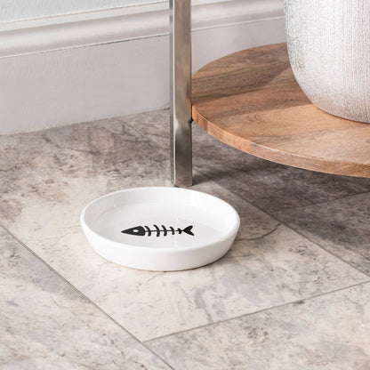 Oscar Classic Round Cat Dish: White