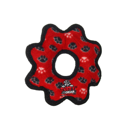 Tuffy JR Gear Ring - Red Paw, Durable, Squeaky Dog Toy