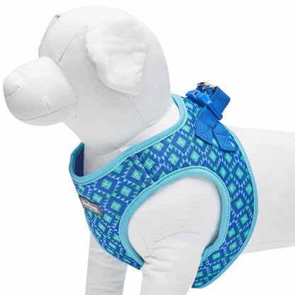 Southwestern Tribal Dog Harness Blue/Green