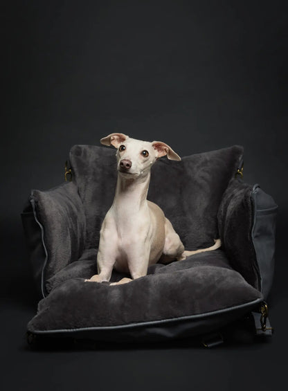 The Best PREMIUM LUXURY DOG CAR SEAT ORTHOPEDIC FOAM, DARK GREY
