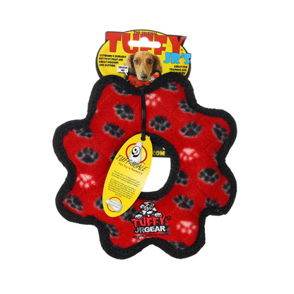 Tuffy Jr Gear Ring - Red Paw, Durable, Squeaky Dog Toy