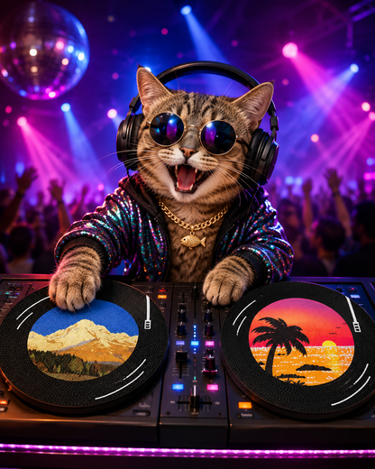 Spinning record cat scratcher