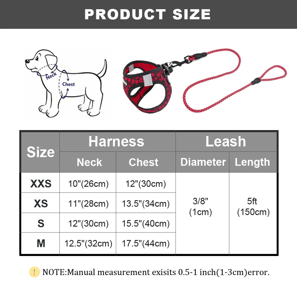 Breathable Dog Harness and Leash Set