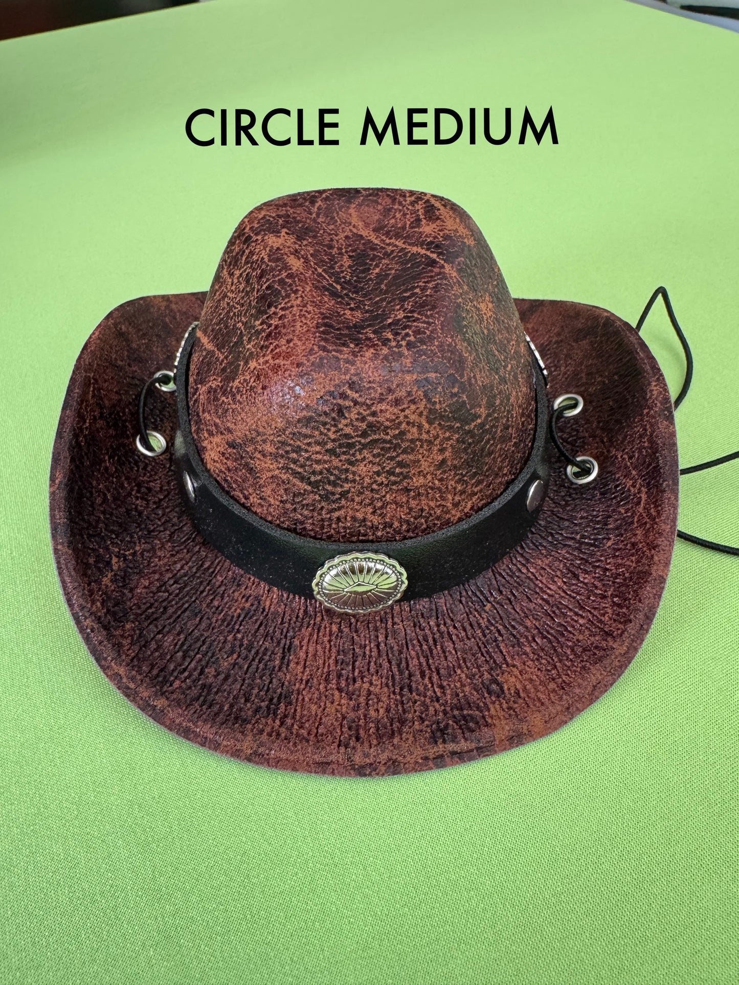 Crackle Leather Western Hat