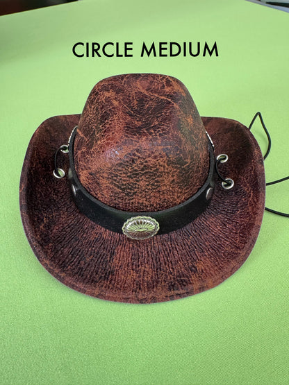 Crackle Leather Western Hat